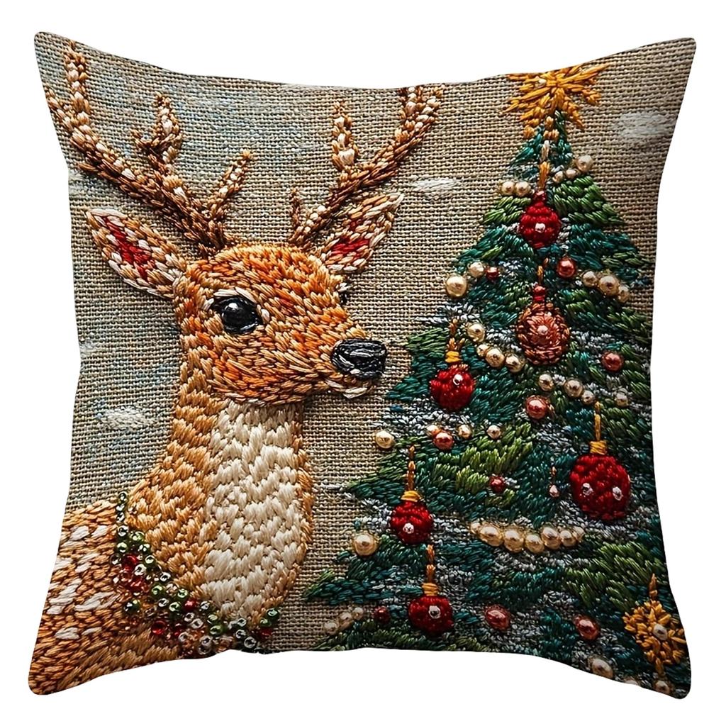 Seasonal Printed Christmas Linen Decorative Cover for Sofa Holiday Home Decor