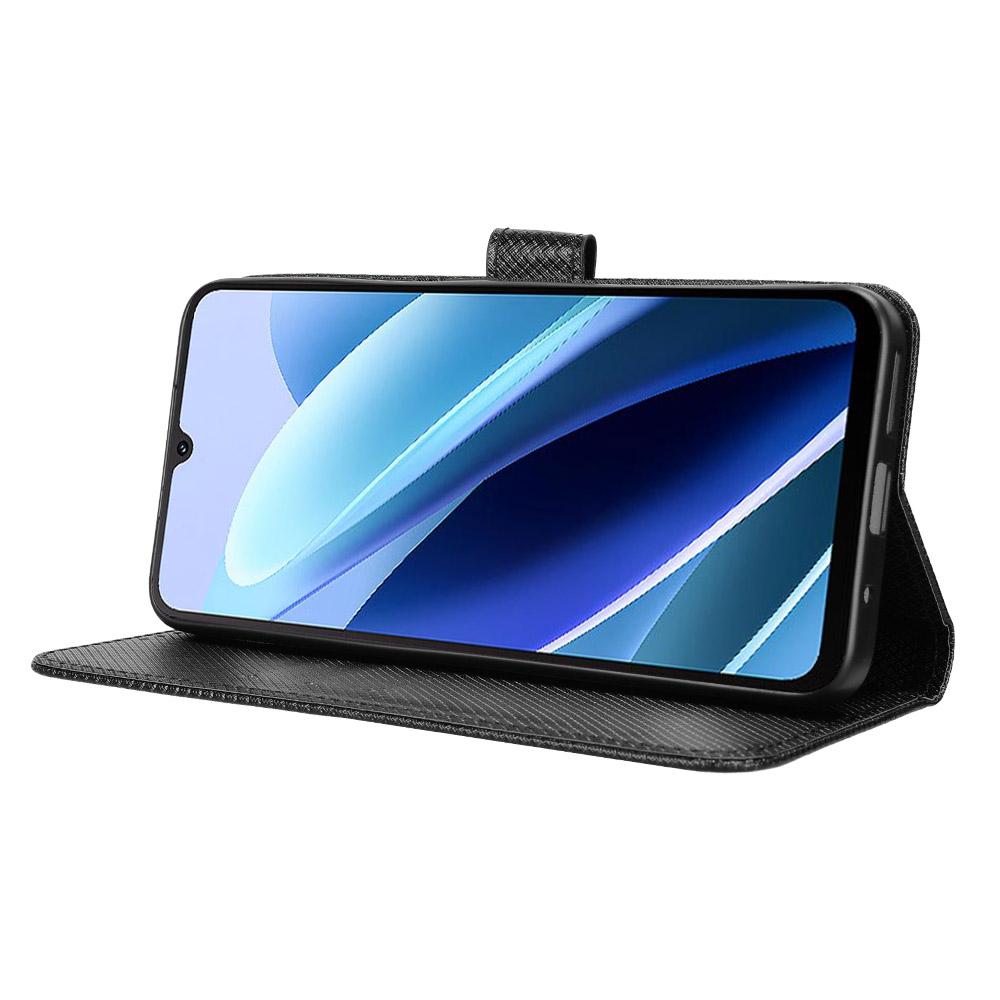 For Cubot A40 Leather Wallet Case with Strap Diamond Texture Phone Cover