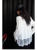 2025 Spring French White Lace Patchwork Shirt - Korean Style Retro Slimming Loose Long-Sleeved Women's Top
