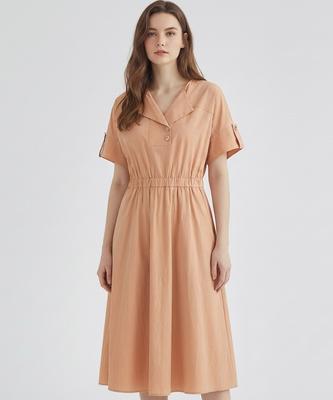 MESENSE Shawl Collar Short Sleeve Dress_Mb45Opm309A