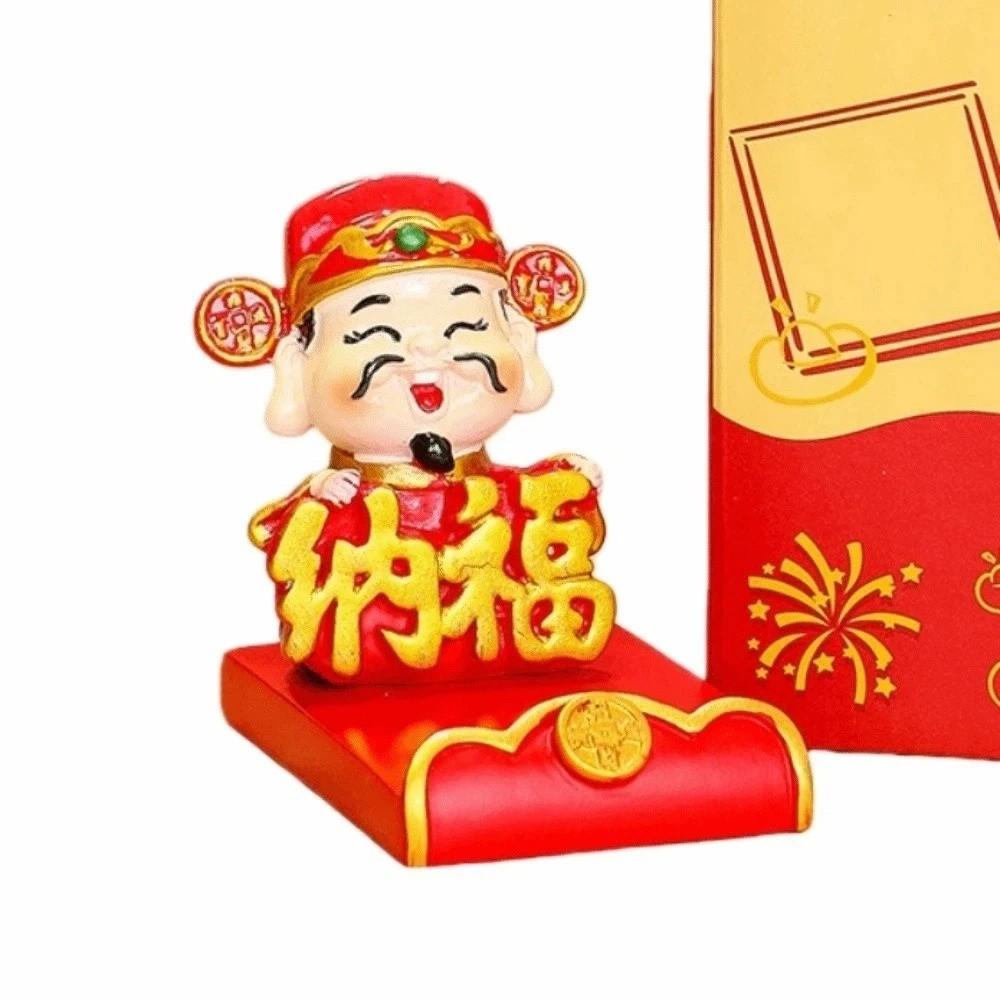 Festival Decorative Statue Chinese Wealth God Ornament Resin Mobile Phone Stand  New Year Gift