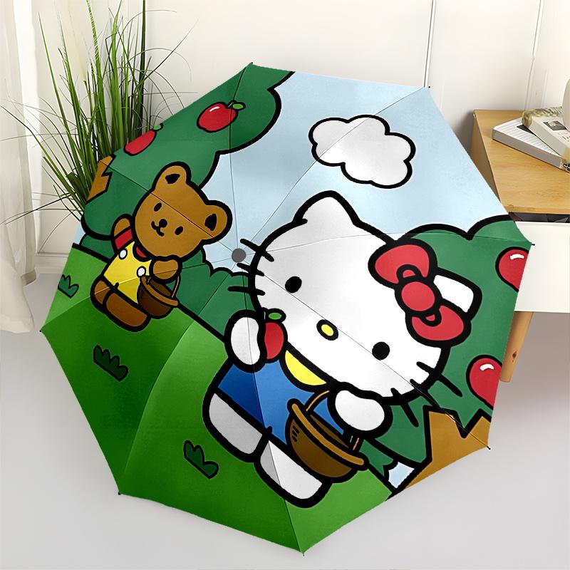 

Hello Kitty, Apple Picking Automatic Opening and Closing Parasol Compact Travel Umbrella with 8 Ribs for Women and Men Ideal Birthday/Christ