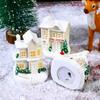 Cute Christmas Glowing Small House Resin Elegant Christmas House Ornament Luminous Snow House LED Lights Figurines