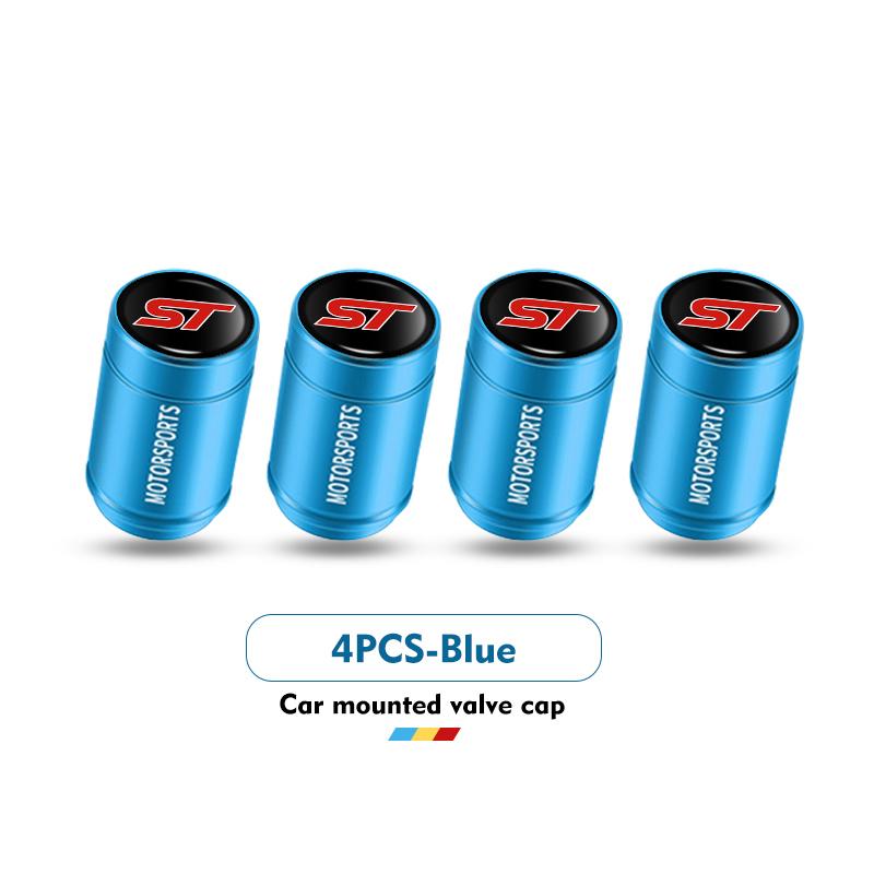 4pcs Car Logo Tire Valve Cover Alloy Wheel Tyre Stem Dust Cap For Ford S-MAX Kuga Mondeo Fusion KA Everest Escape ST Racing