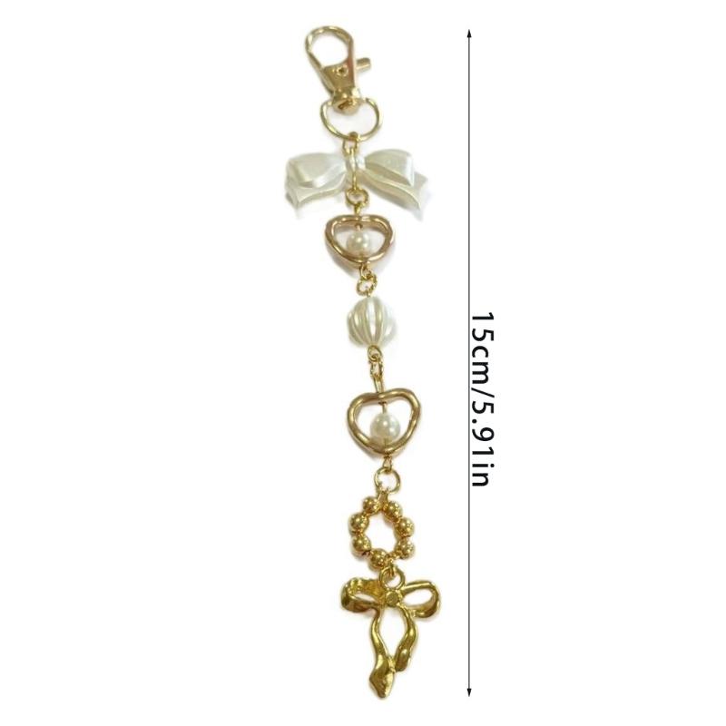 Stylish Bead Bows Key Chain Aesthetic Charm Fashion Bag Pendant Elegant Key Holder Purse Accessory for Bags and Purses