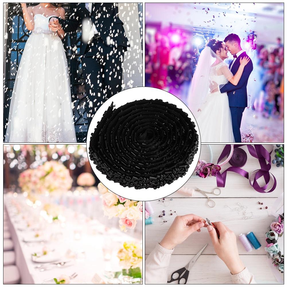 1 Yard Pearl Ribbon Tape DIY HandMade Clothes Embroidered Sewing Decoration Accessories(1.5cm Black