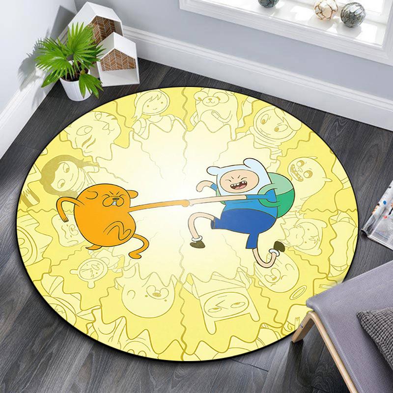 Adventure Time2 Round Area Rug,Carpet Rug for Living Room Bedroom Sofa Playroom Decor,Non-slip Floor Mat