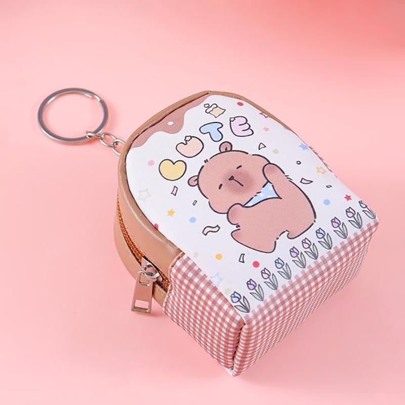 1Pieces Creative Zipper Capybara Coin Purse Keychain Portable Kawaii Storage Bag Fashion Mountaineering Bag Christmas Gifts