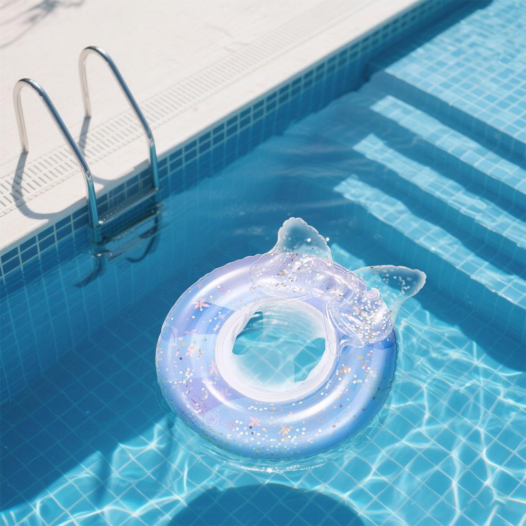 Glitter Rose Gold Pool Float, Inflatable Bow Pool Float Swimming Ring Buoyant Pool Float Toy, Vacation Decoration Toy Swimming Ring