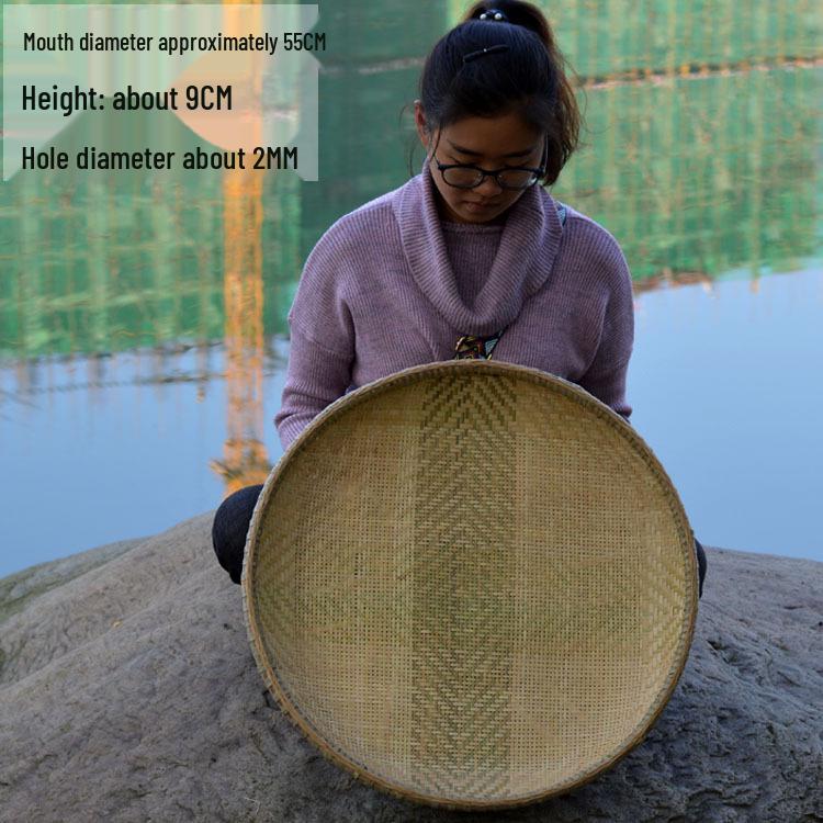 Free Shipping Handmade Bamboo Woven Tray and Drying Basket Set