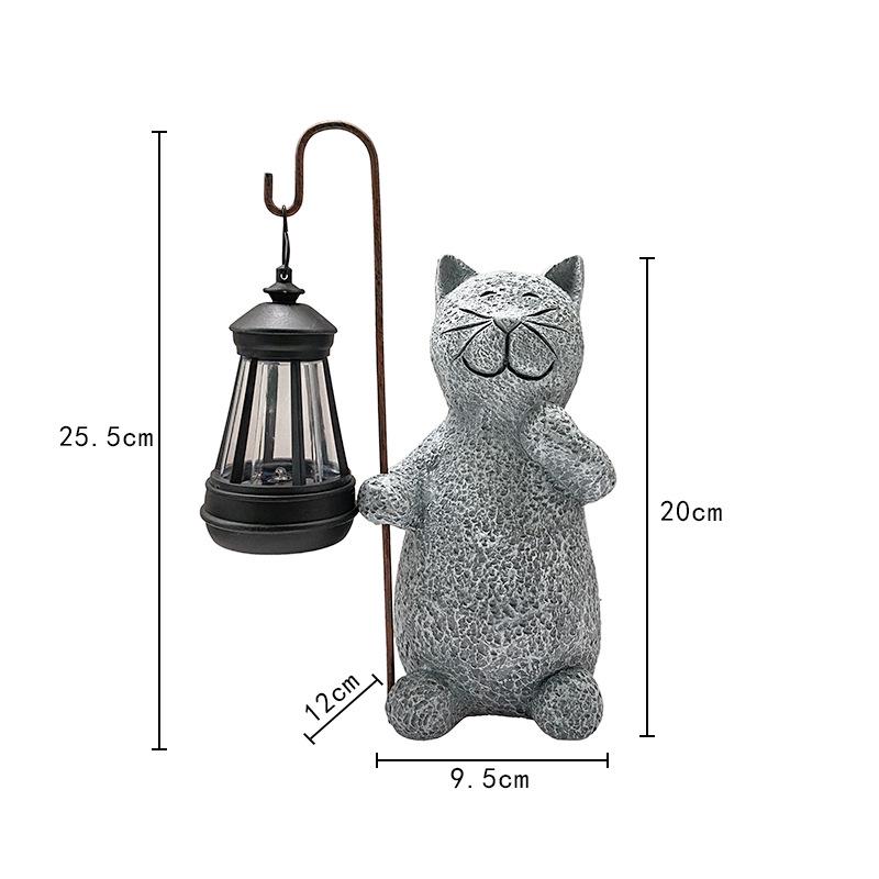 Solar Cat Garden Ornament - Outdoor Resin Animal Statue Decoration