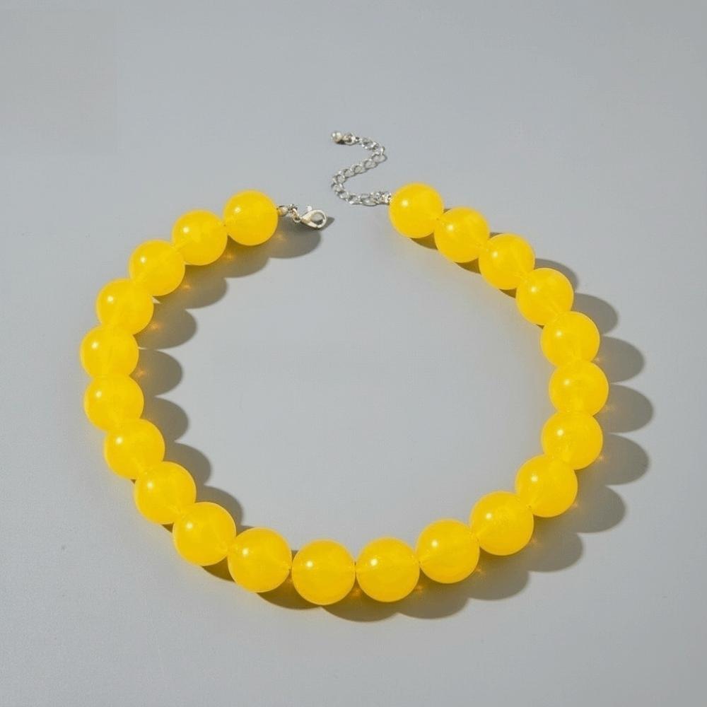 

Elegant Colourful Choker Exaggerated Round Necklace Holiday Bohemia Bead Necklace Fashion Banquet жёлтый