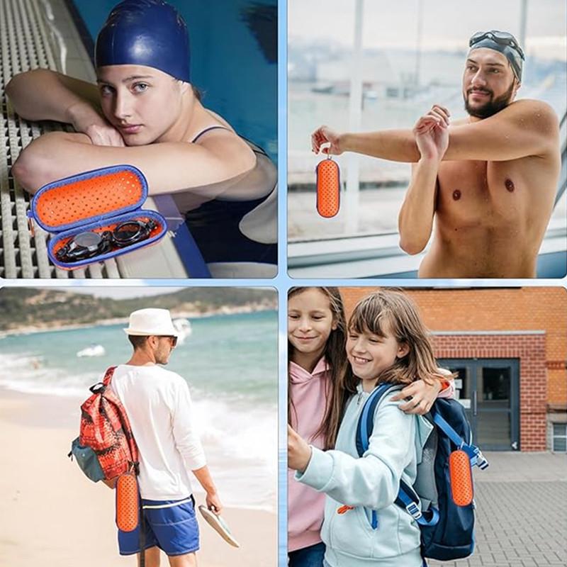 EVA Swimming Goggles Storage Box with Clip &amp Drain Holes Goggles Protective Case Breathable for Men Women Kids