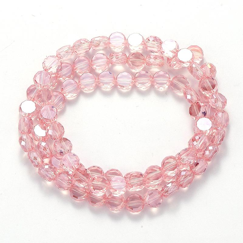 Flat Round Glass Beads Transparent Faceted Glass Spacers Colorful Coin Beads Crystal Loose Beads for Jewelry Making DIY Bracelet