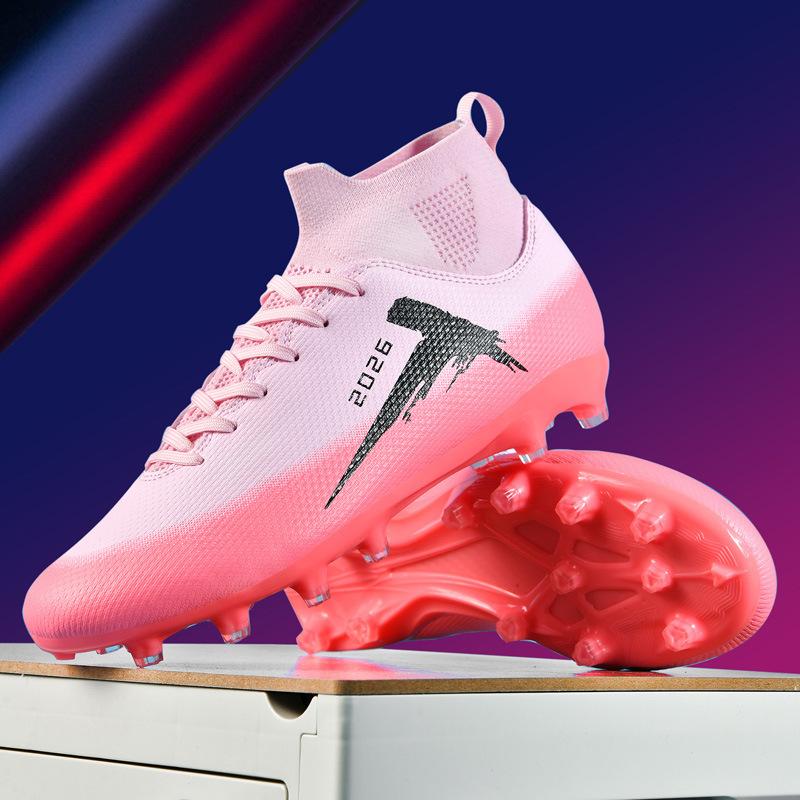 Amazon High-top Football Shoes Adult Spikes TF Broken Spikes Sneakers Competition Children's Training Football Shoes 2025