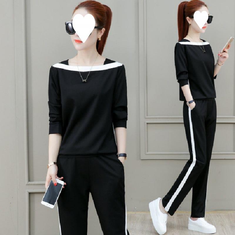 

Sportswear Women s Spring-autumn Elegant and Fashionable Loose Long-sleeved Casual Two-piece Set 3XL білий