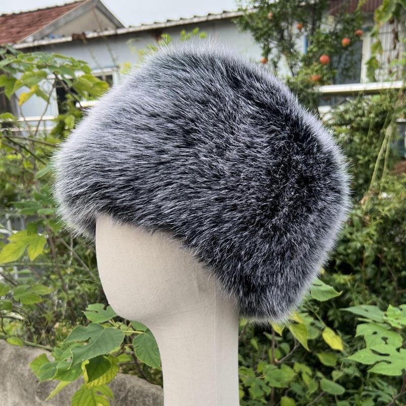 Unisex Thick Fur Dome Cap Retro Warm Flat Top Hat Outdoor Winter Accessories