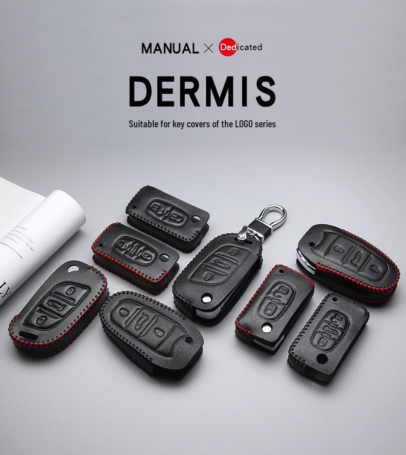 Genuine Leather Key Cover for Peugeot 308, 508, 408, 3008, 4008, 208 & Citroen Sega