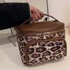 Large Capacity Make Up Pouch Bag Leather Pouch for Make Up Kit Leopard Print Cosmetic Bag  Daily