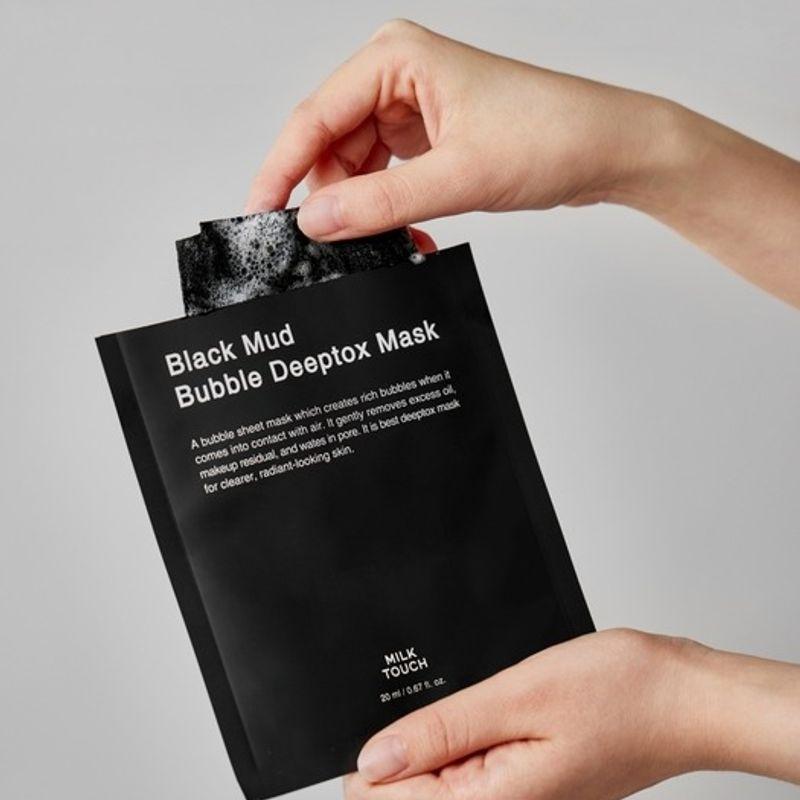 Milktouch Black Mud Pore Care Bubble Deep Tox Mask 10 Sheets (2 Boxes)