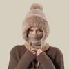 Women's Wool Ball Hat, Scarf, One-piece Knitted Hat With Plush Insulation, Woolen Hat, Thickened One-piece Hat