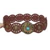 Vintage Women's Western Denim Belt Hollow Wide Round Cutout Waistband Round Belts