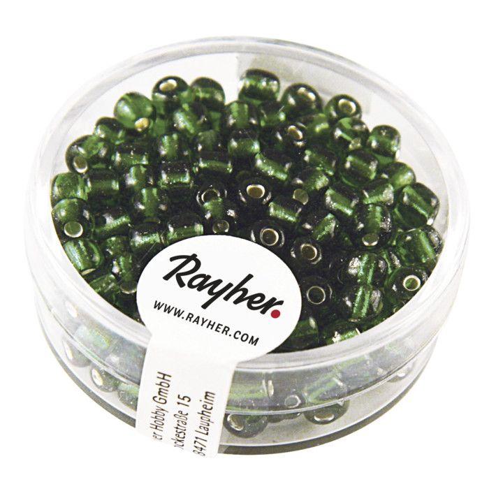Perle rocaille Garniture argenté 4 mm Vert 17 g