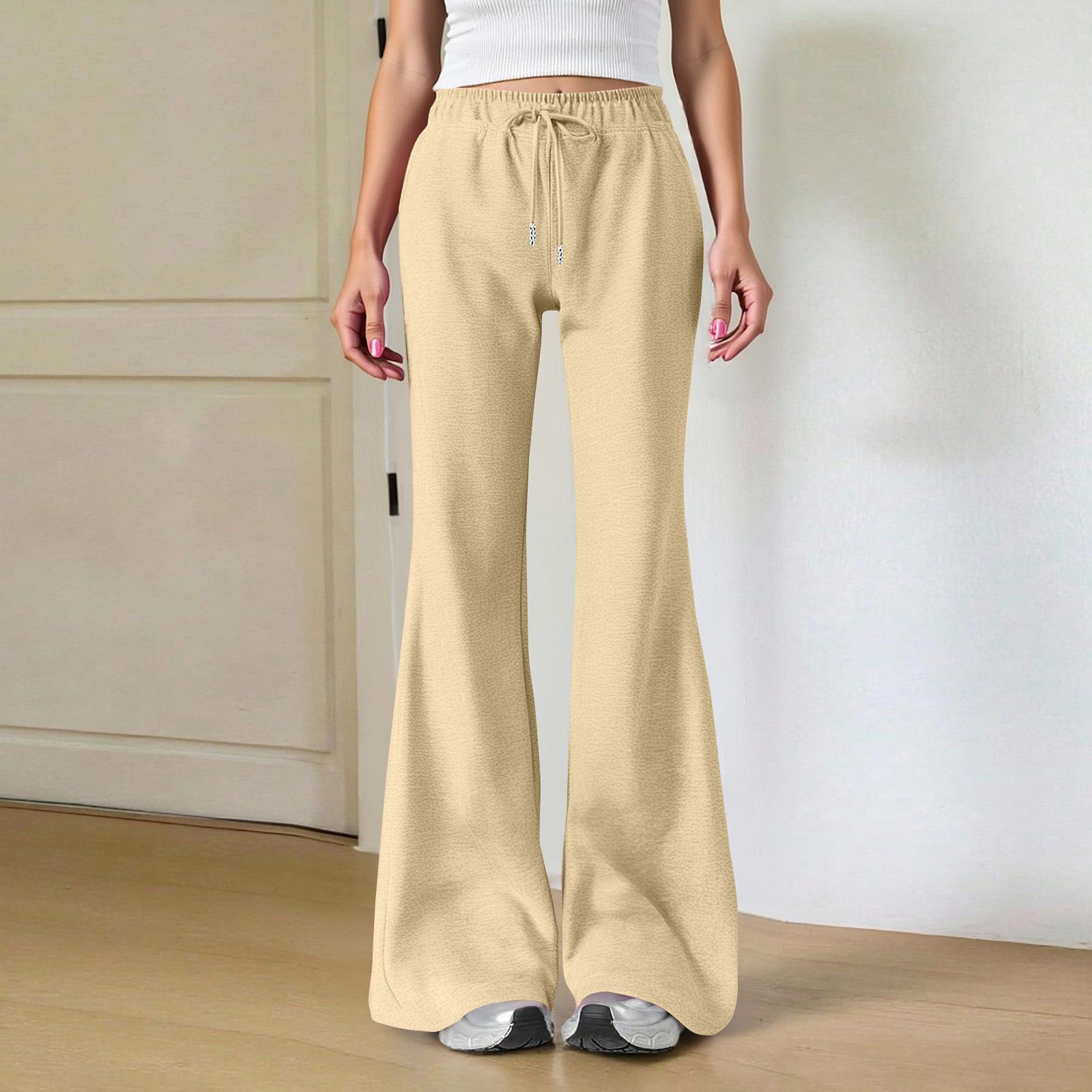 

Женские модные свободные брюки-карго с завязками на талии, однотонные, расклешенные XL жёлтый