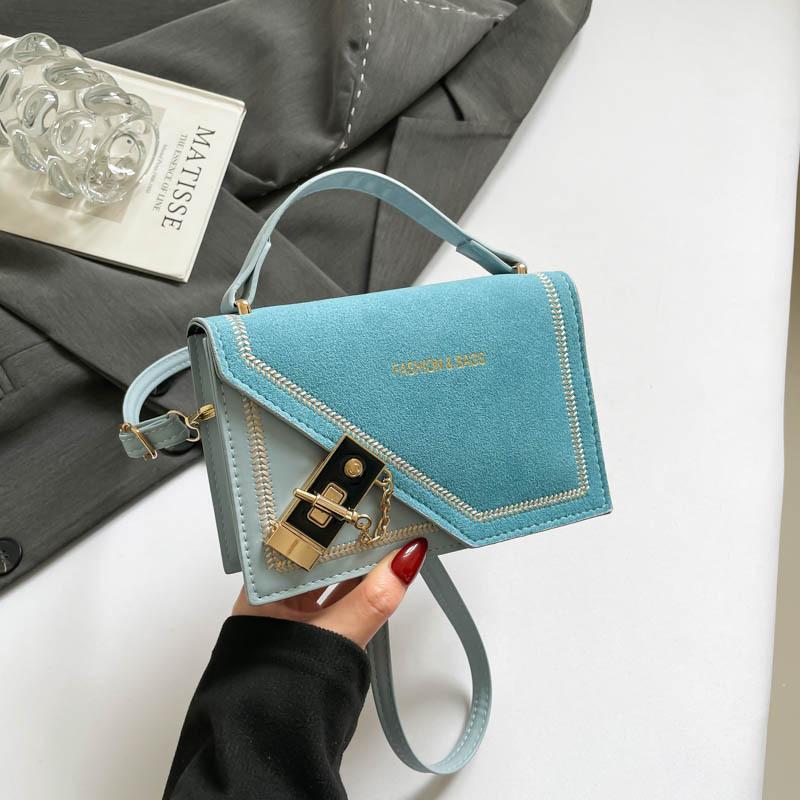 

Single women s bag new premium matte texture women s shoulder bag handbag oblique span bag small square bag синий