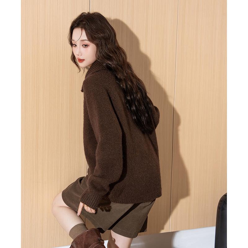 TonLion Women's Half-Zip Lapel Knit Sweater