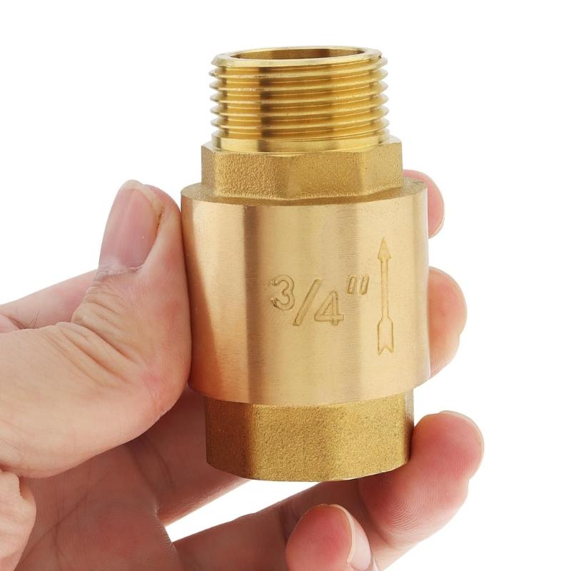 Brass Spring Check Valves 3/4 Thread Horizontal Inline One Way Flows Inline Check Valves for Well Pump & Water Tank