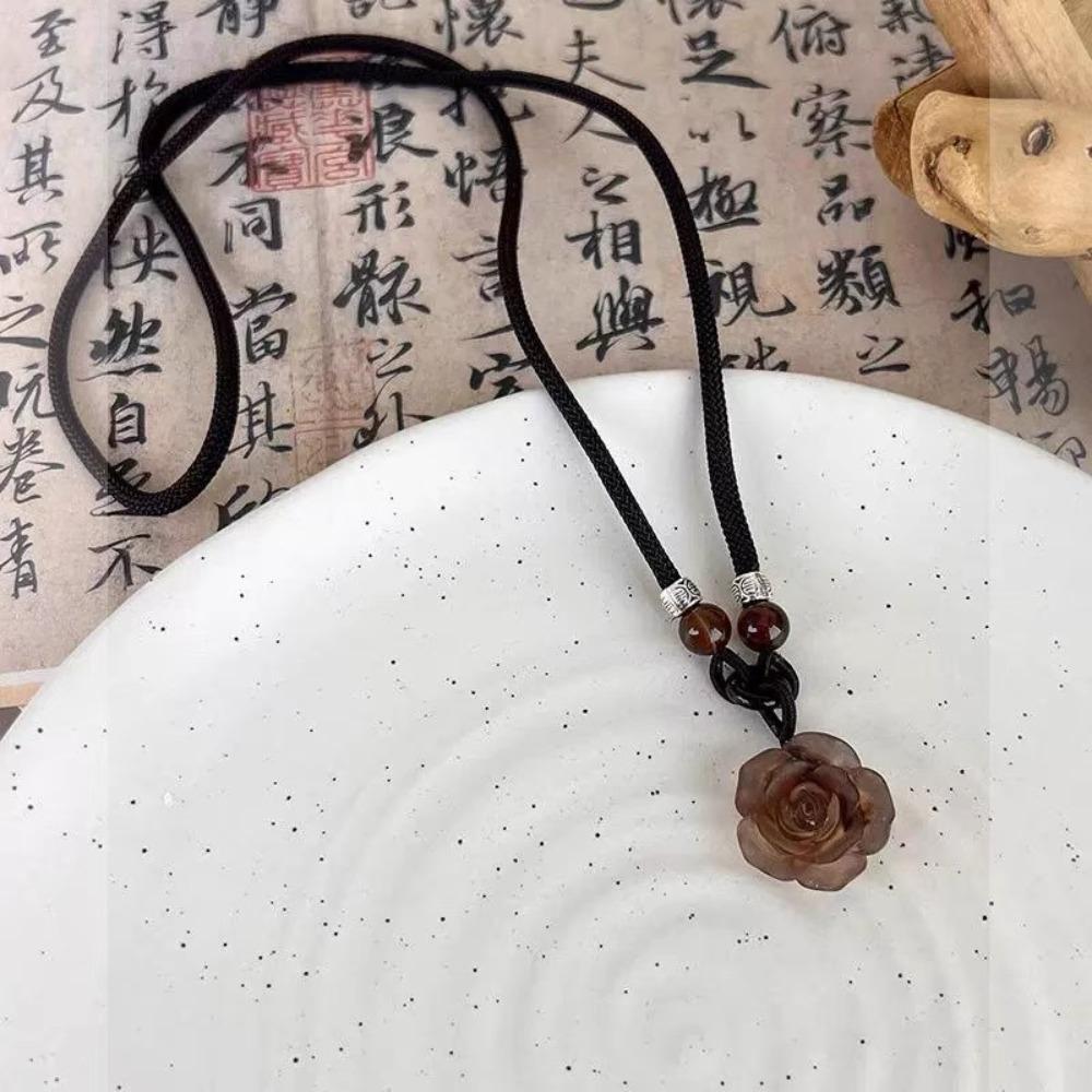 Handmade Chic Flower Beads Necklace Ins Wind Necklace Fashion Ethnic Round Pendant