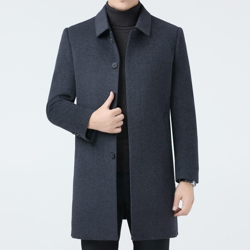 

Осень и зима новое двухстороннее шерстяное пальто мужское длинное шерстяное пальто деловое повседневное пуховое пальто 195