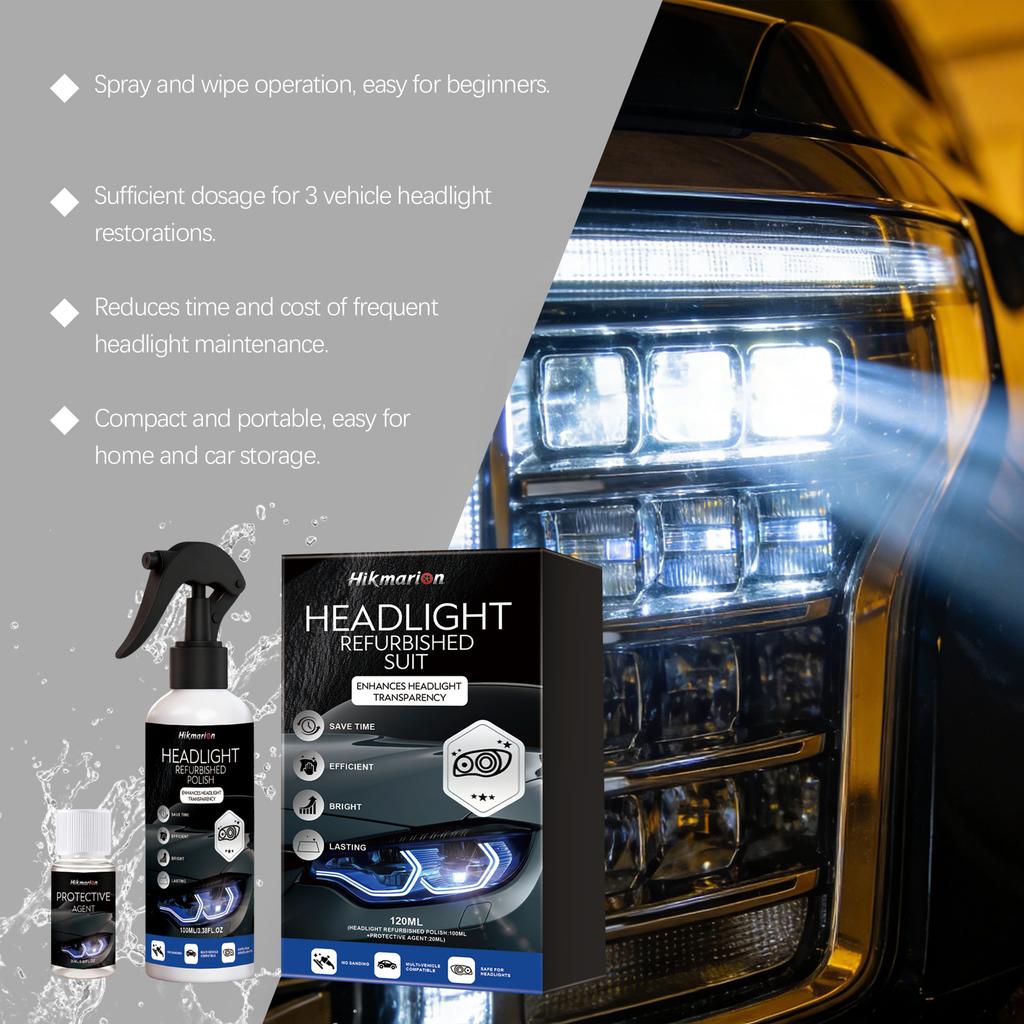 Headlight Restoration Kit Car Headlamp Cleaning Brightening Refurbish Polish Agent Auto Lens Yellow Stain Removal Maintenance