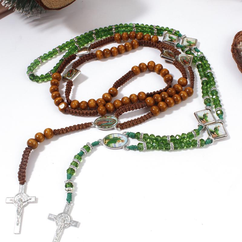 Jomfru Maria/St. Benedict Rosenkrans Halskæde Til Kvinder Mænd Katolsk Jesus Kristus Kors Krucifiks Vedhæng Lang Kæde