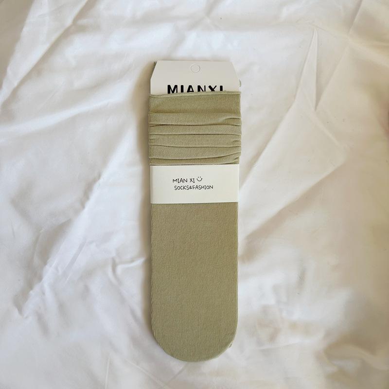 

Summer Thin, Cold Socks for Women, Straight, Breathable, Puffy Socks, Solid Color, Striped, Rolled-up Mid-calf Socks, Versatile Women s Socks 1 pair