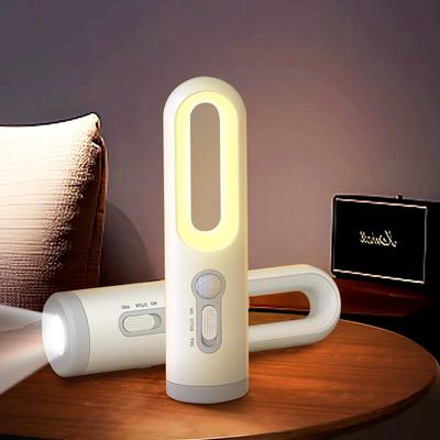 YZYOE Nabíjateľná prenosná teplá svetelná lampa so senzorom pohybu na čelo postele a LED biele svetlo Vhodná na vonkajšie kempovanie 2-v-1 Baterka, Detská
