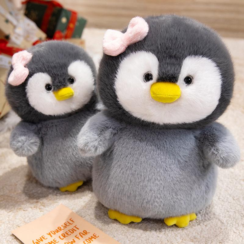 25 30cm Fliege Weibliches Pinguin Plüschtier Stofftier Stehend Grau Cartoon Tierpuppe Beruhigendes Geburtstagsgeschenk