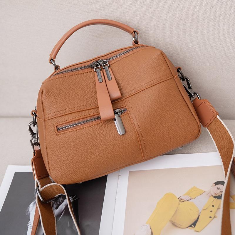 Mjuk Läderhandväska Äkta Läder Kuddväska Enkelaxelväska Crossbody Liten Fyrkantig Väska