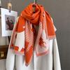 Autumn and winter new retro horse jacquard scarf women's thickened warm neck protection scarf versatile outer shawl