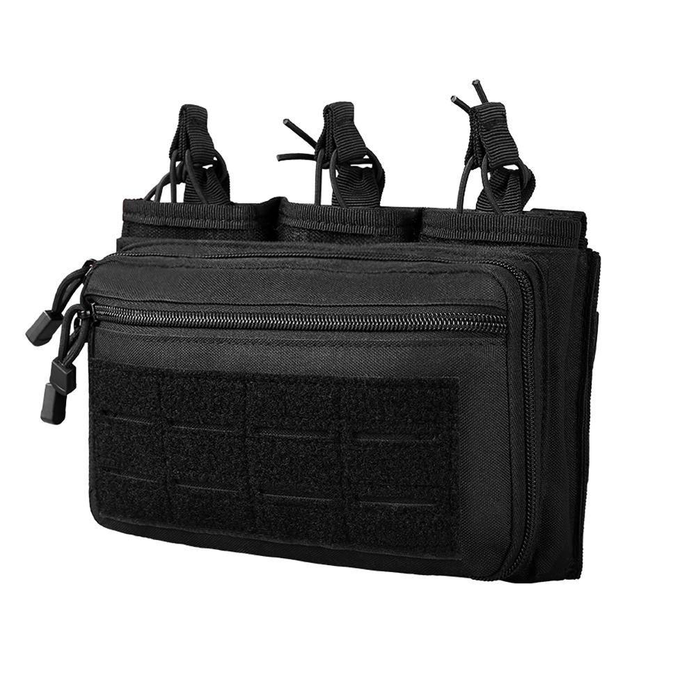 Pochette Triple Chargeur Molle Sac pour Chargeurs de Fusil Pochette Administrative pour Cartouches Sac EDC Porte-Cartouches Universel Sac de Chasse pour M4 M14 M16 AK AR noir
