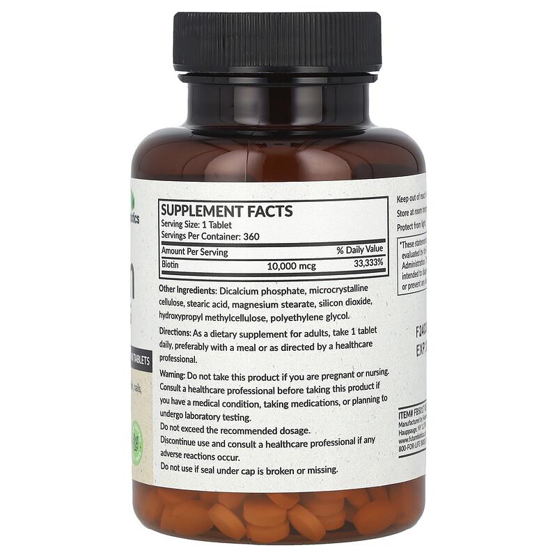 Biotin, High Potency, 10,000 Mcg, 360 Vegetarian Tablets