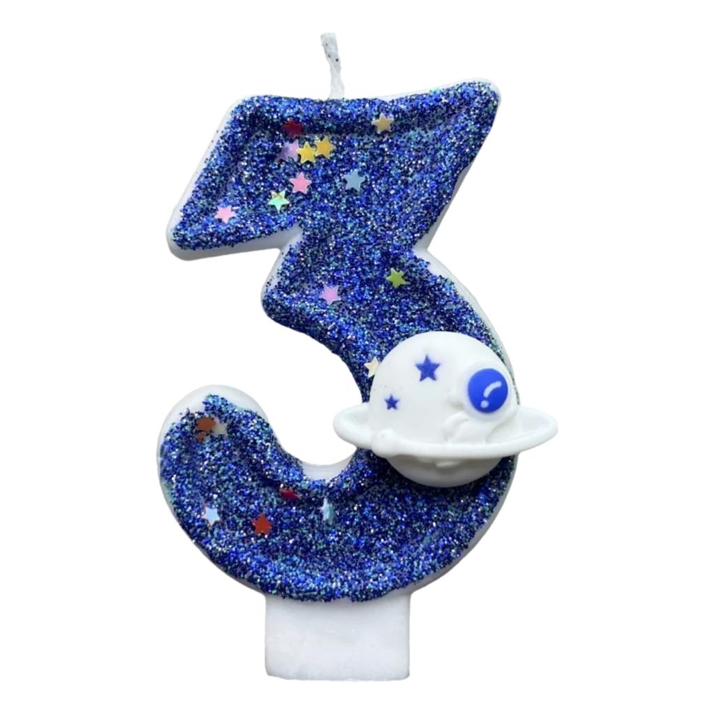 Numbers 0-9 Birthday Candle Spaceship Cake Decoration Candles for Party Commemoration Day Table Home Room Decor Accessories