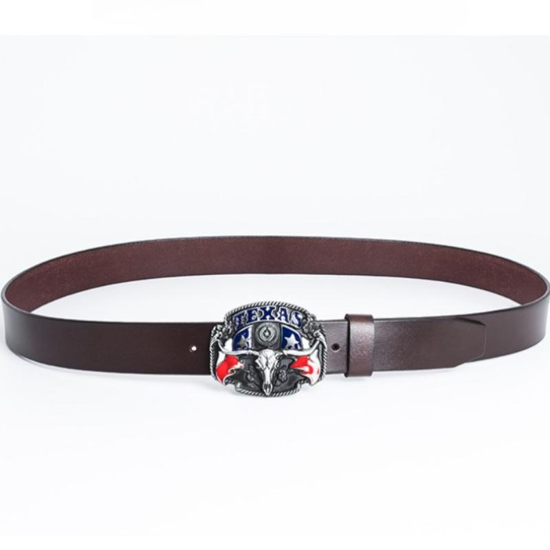 Pure Cowhide Domineering Cow Head Men's Belt Whole Ancient Tin Jeans Belt Belt