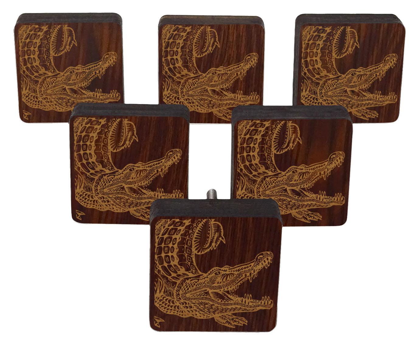 

IBA Indianbeautifulart Brown Engraved Knobs 10 Pc Furniture Wooden Scallop Knobs Rustic Drawer 2 x 2 Inches-Square коричневий