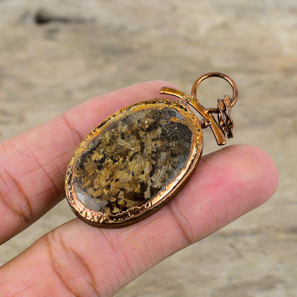 Bronzite Pendant Electroformed Copper Pendant Handmade Pendant Electroformed Jewelry Gemstone Pendant Wedding Gift Wonderful Copper Jewelry