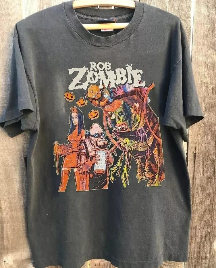 Rob Zombie Shirt Rob Zombie Charcoal Retro Cotton Tshirt Unisex S5XL Unisex T-Shirt XXL