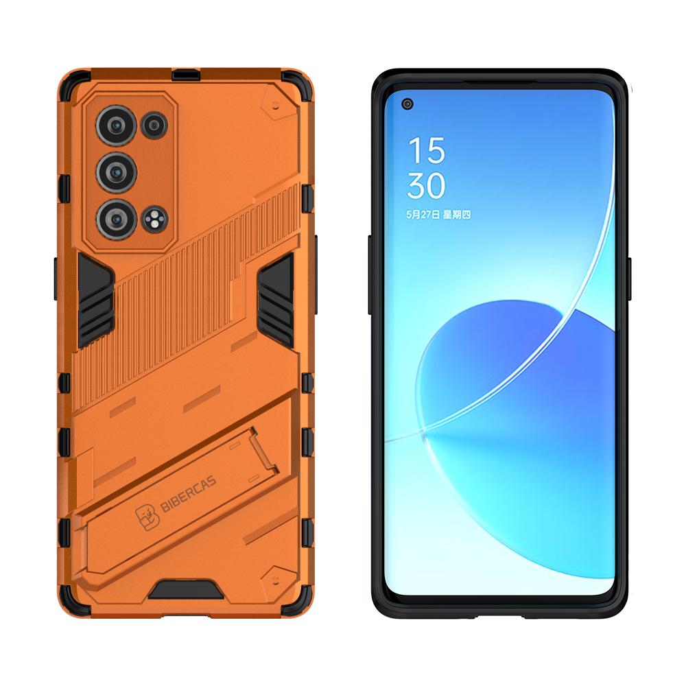 Shockproof Hard Case for OPPO Reno 6 Pro Plus Reno6 Z 5G Reno 6Z Punk Style Back Cover Casing with Kickstand