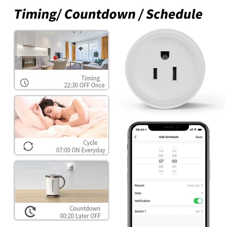 WHM02 16A US Plug WiFi Socket with Measure, Timer Switch APP Remote / Voice Control Smart Tuya Outlet