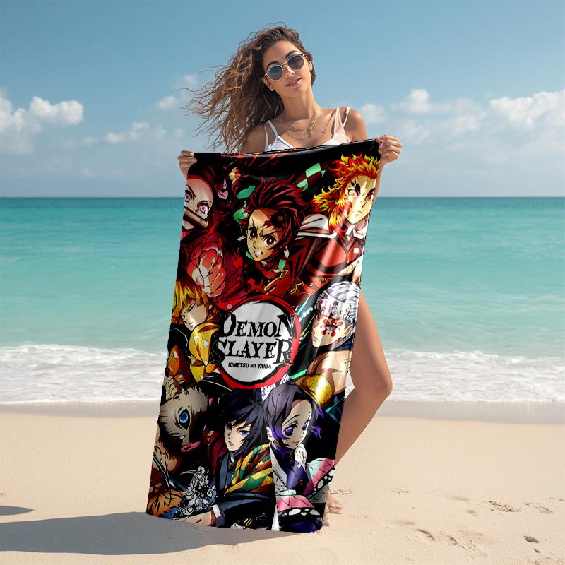 Beach Towel with Demon Slayer characters1 Pattern - soft,absorbent,machine washable Lightweight&Modern,swimming,Travel Essentials